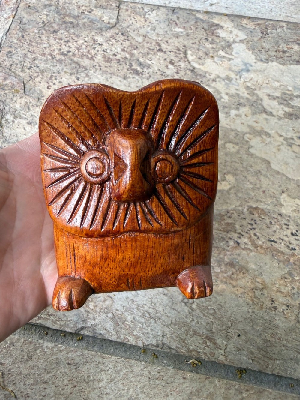 Vintage Hand Carved Wood Owl Figurine MidCentury Modern MCM Statue Decor
